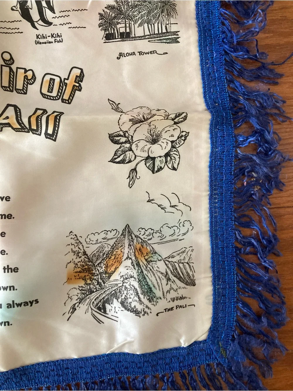 Vintage‎ 1940s WWII World War 2 Hawaii To My SISTER Satin Souvenir Pillow Case